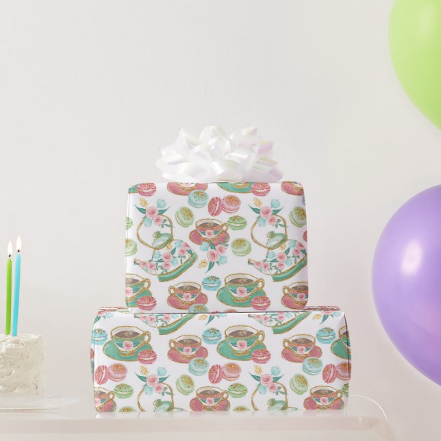 Tea Time Pattern Wrapping Paper (Party Gifts)
