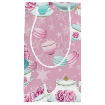 Tea Time Pink/turquoise Small Gift Bag by JLBIMAGES at Zazzle