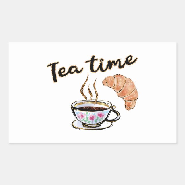 Tea time planner sticker, gift tea paty supplies r rectangular sticker (Front)