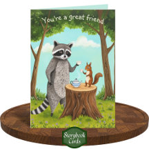 Tea Time Raccoon and Squirrel Forest Friendship