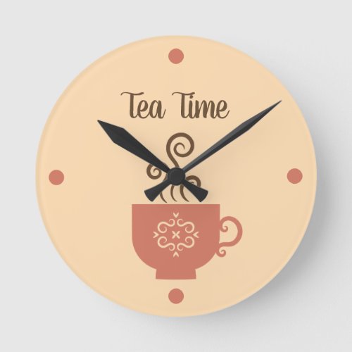 Tea Time Retro Round Clock