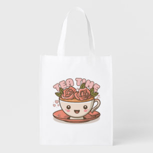 Tea Time Rose Tea Kawaii Grocery Bag