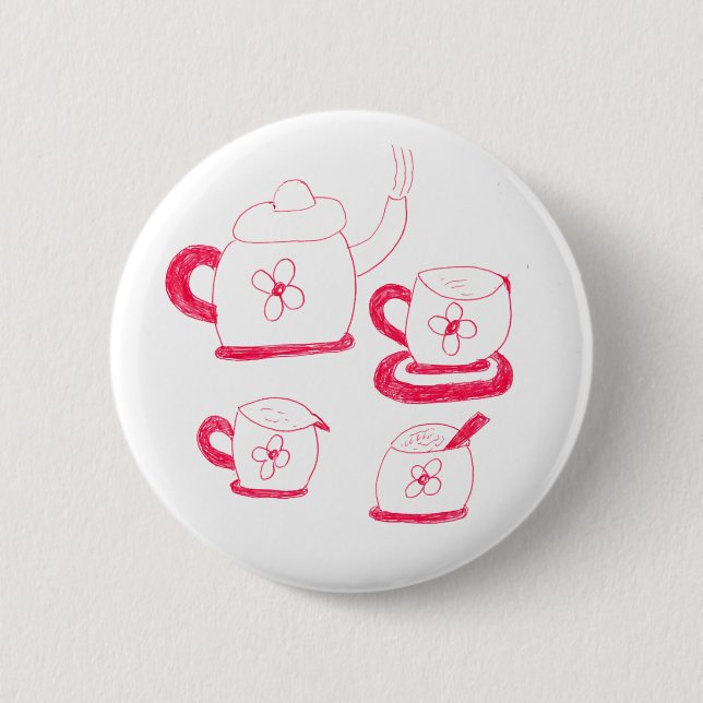 Tea Time Round Badge Pinback Button (Front)