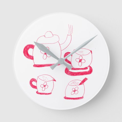 Tea Time Round Wall Clock