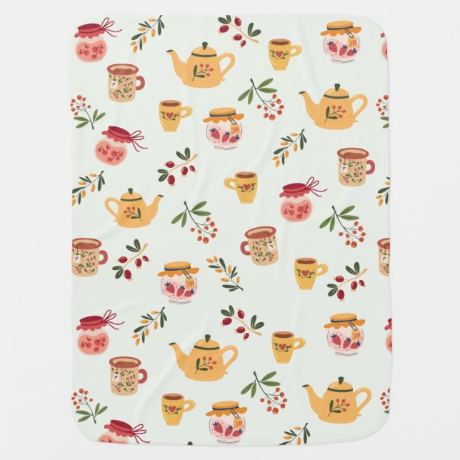 Tea Time Seamless Pattern Baby Blanket (Front)
