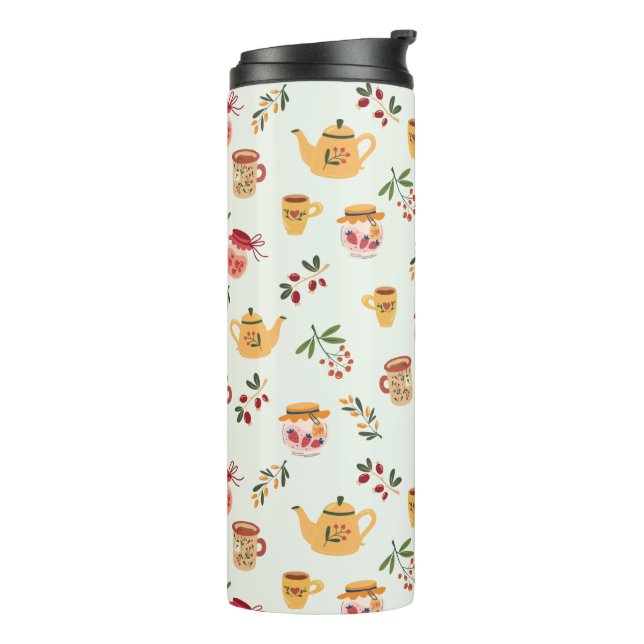 Tea Time Seamless Pattern Thermal Tumbler (Rotated Left)