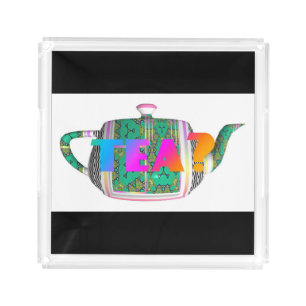 Tea Time Square Acrylic Tray