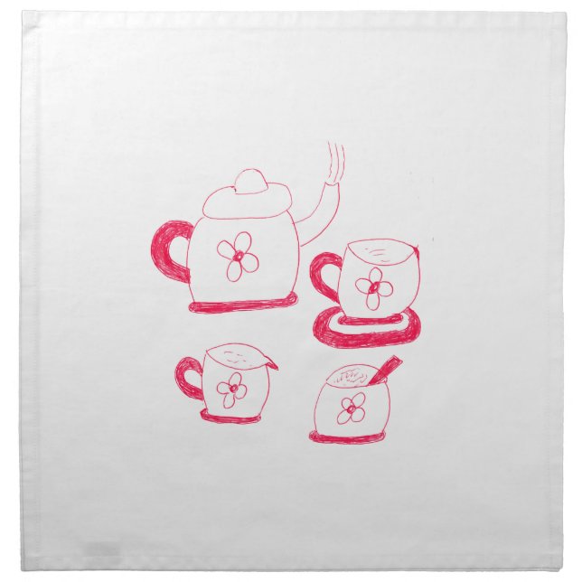 Tea Time Square Cloth Napkins (Front)