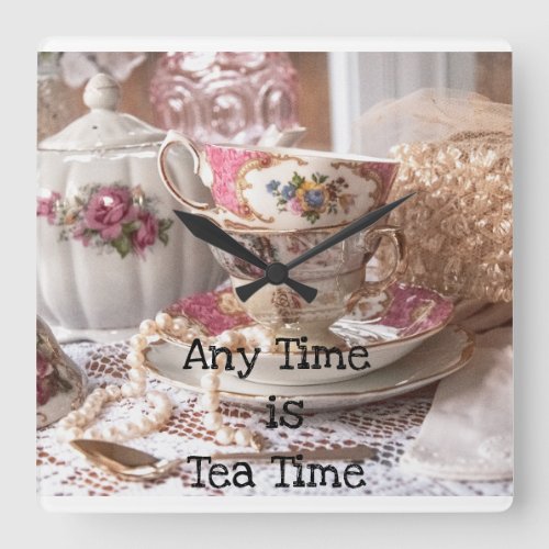 Tea Time Square Wall Clock