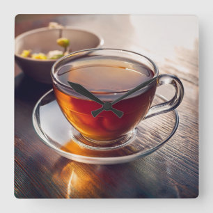 Tea Time Square Wall Clock