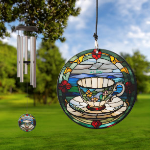 "Tea Time" Stained Glass Look Wind Chime