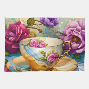 Tea Time - Tea Cup Art  Kitchen Towel