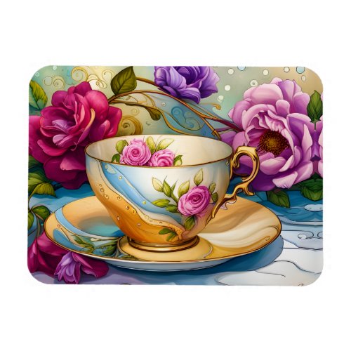 Tea Time _ Tea Cup Art  Magnet