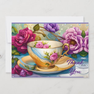 Tea Time - Tea Cup Art Thank You Card
