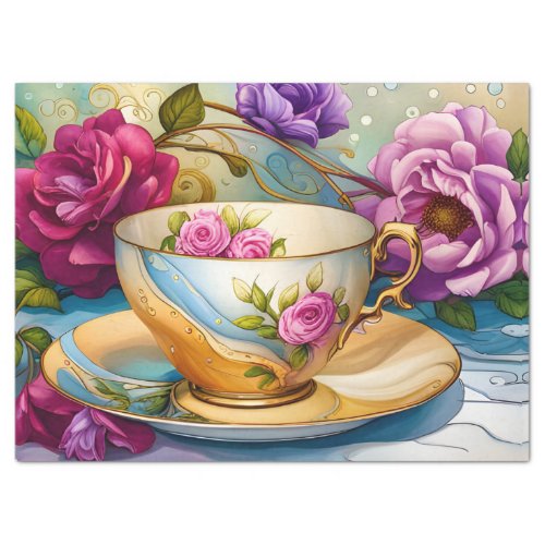 Tea Time _ Tea Cup Art  Tissue Paper