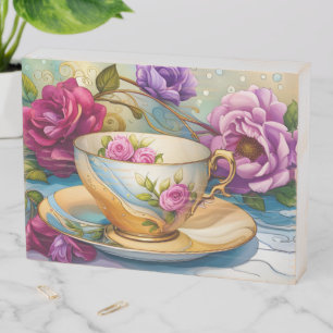 Tea Time - Tea Cup Art Wooden Box Sign
