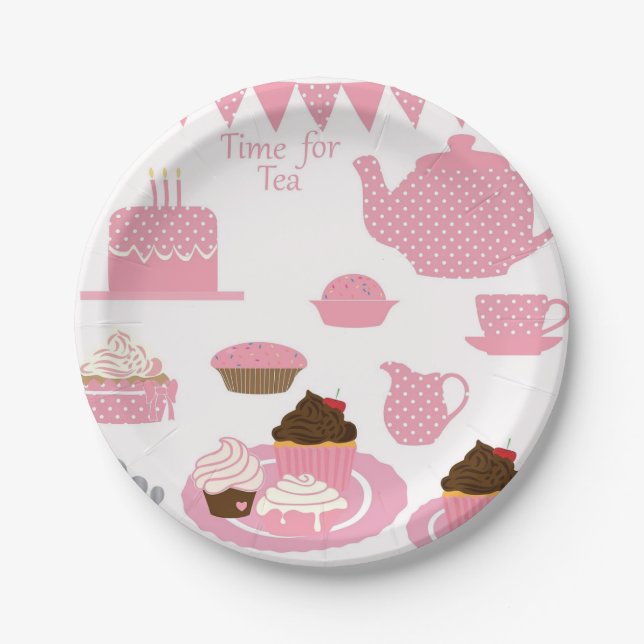 Tea Time Tea Cups Paper Plates (Front)