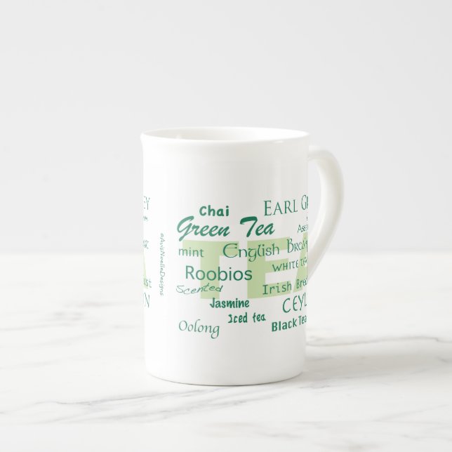 Tea Time-Tea Varieties Bone China Mug (Front Right)