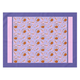 Tea Time: teacup, teapot, copper kettle tablecloth