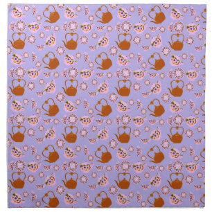 Tea Time Teapot Teacup Plate Copper Kettle pattern Cloth Napkin
