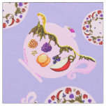 Tea Time Teapot Teacup Plate Copper Kettle pattern Fabric