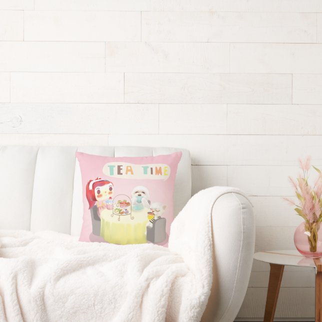 Tea Time Throw Pillow (Couch)