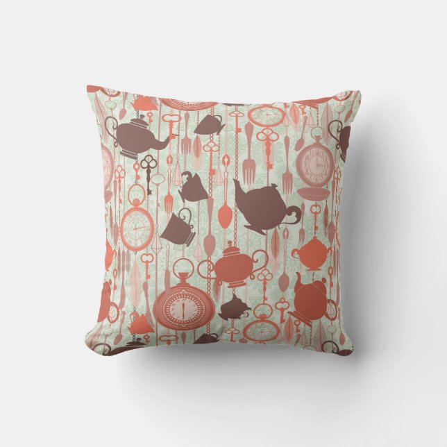 Tea Time Throw Pillow (Front)