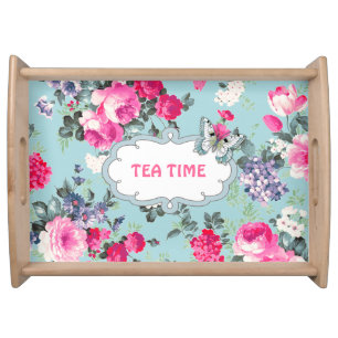 Tea Time. Vintage Roses Design Gift Serving Tray
