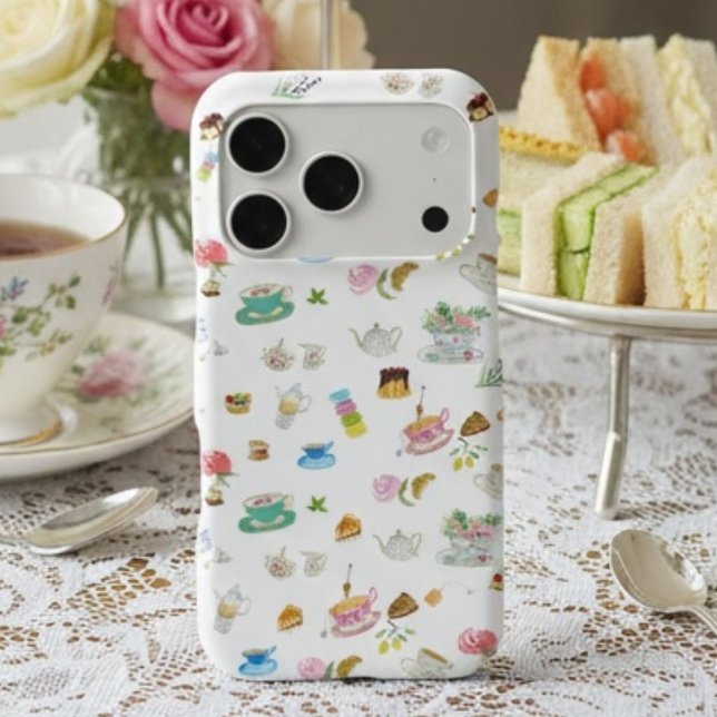 Tea Time Watercolor Pattern iPhone Case (Creator Uploaded)