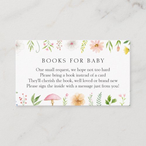 Tea Time Whimsical Wildflower Books for Baby Enclosure Card