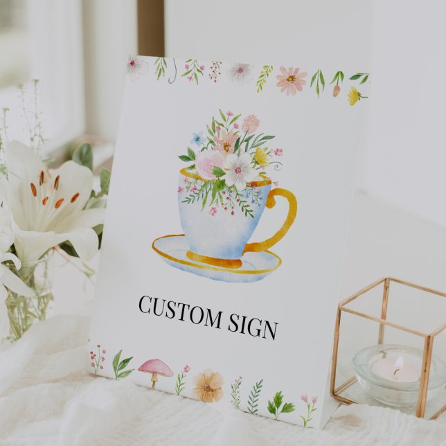 Tea Time Whimsical Wildflower Custom Sign (Creator Uploaded)