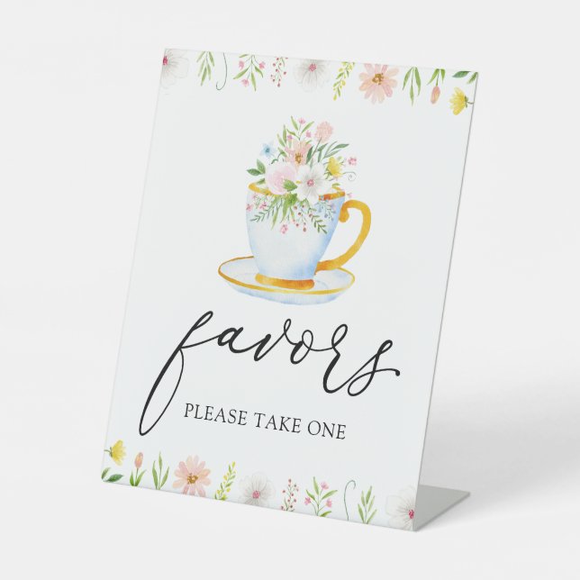 Tea Time Whimsical Wildflower Favors Sign (Front)
