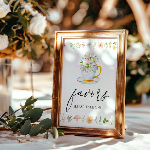 Tea Time Whimsical Wildflower Favors Sign