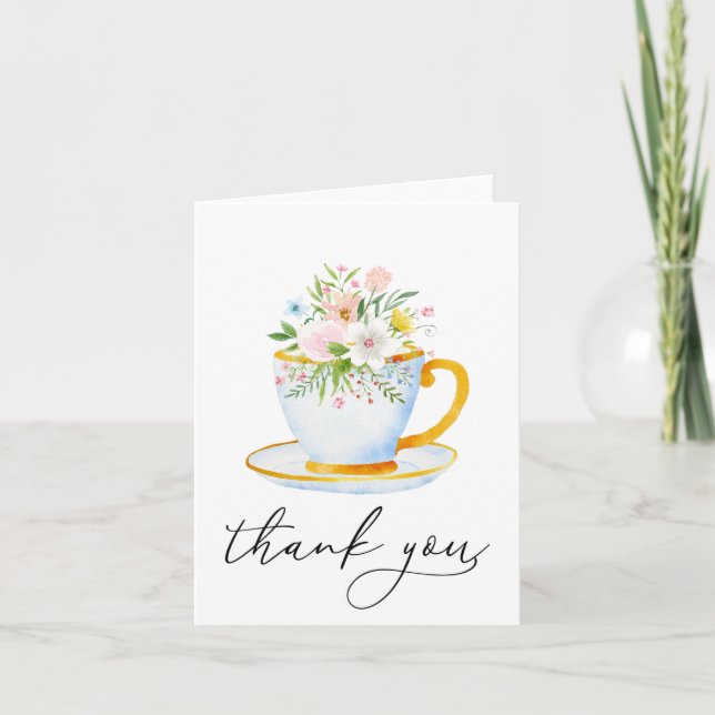 Tea Time Whimsical Wildflower Thank you Card (Front)