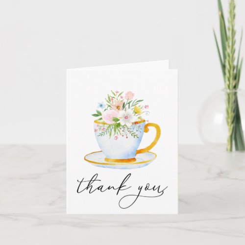 Tea Time Whimsical Wildflower Thank you Card