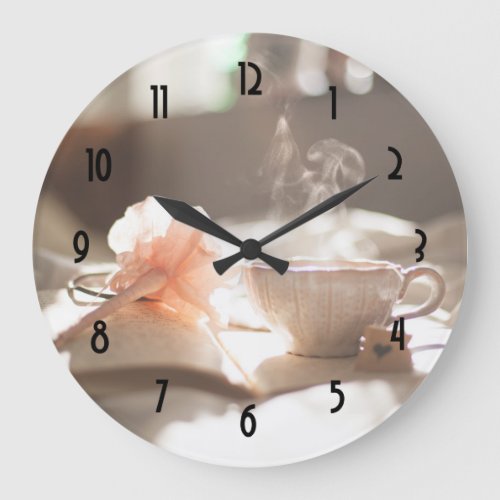 Tea Time with a good book Large Clock