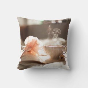 Tea Time with a good book Throw Pillow