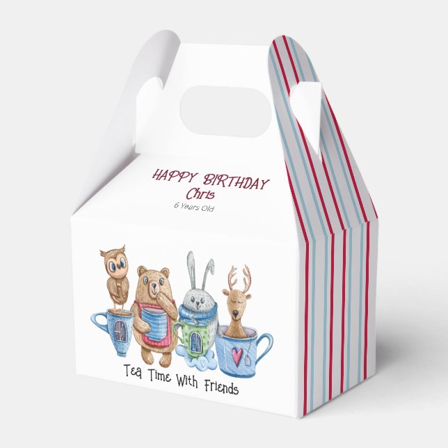 Tea Time with Friends Gable Paper Favor Box  (Front Side)