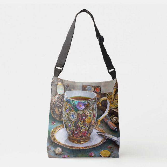 Tea Time With The Time Traveler Crossbody Bag (Front)