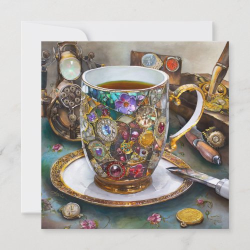 Tea Time With The Time Traveler Holiday Card