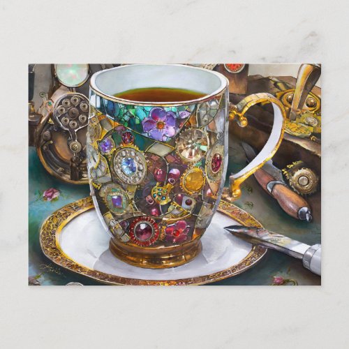 Tea Time With The Time Traveler Holiday Postcard