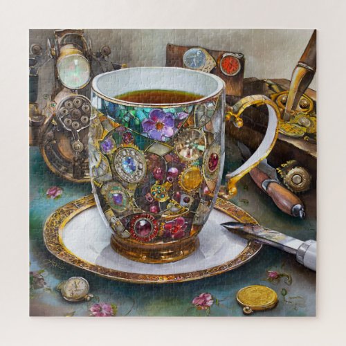Tea Time With The Time Traveler Jigsaw Puzzle