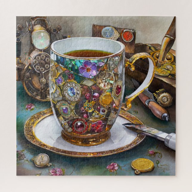 Tea Time With The Time Traveler Jigsaw Puzzle (Vertical)
