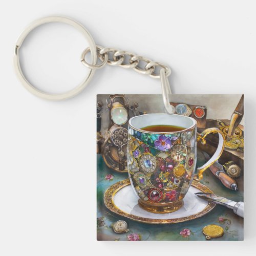 Tea Time With The Time Traveler Keychain