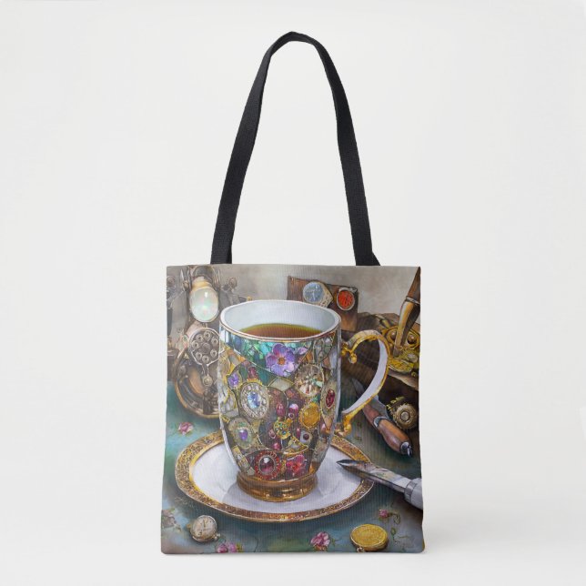 Tea Time With The Time Traveler Tote Bag (Front)