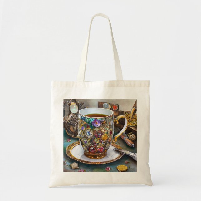 Tea Time With The Time Traveler Tote Bag (Front)