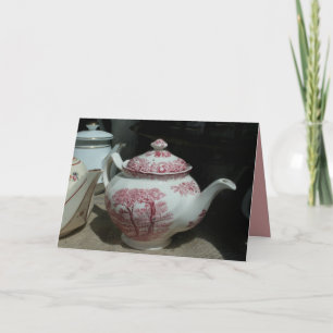 Tea Time with vintage English Teapot Greeting C Thank You Card