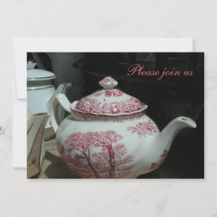 Tea Time with vintage English Teapot Inv Invitation