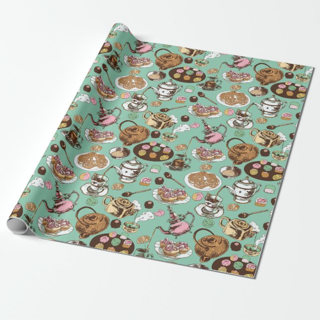 Tea Time Wrapping Paper (Unrolled)