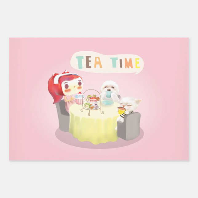 Tea Time Wrapping Paper Sheets (Front)